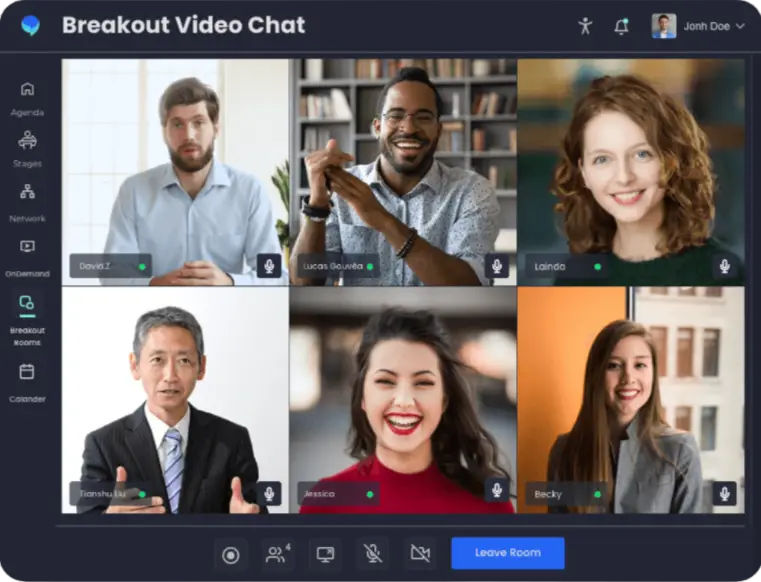 grid of people smiling on a webinar