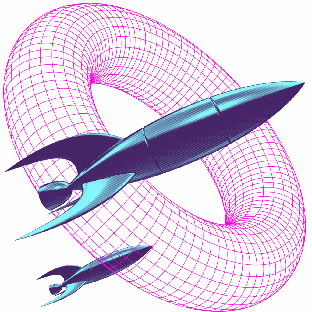 Rocket Ship with Pink Ring