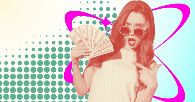 Lady with dollar bills