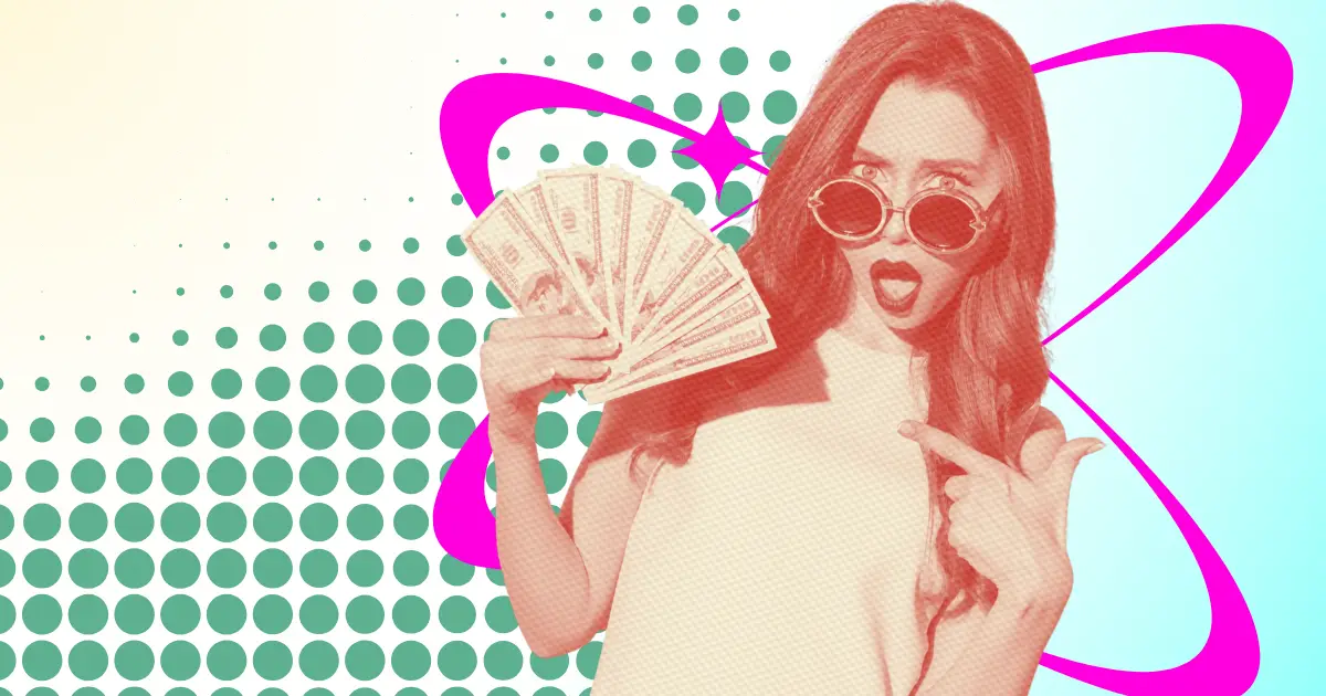 Lady with dollar bills